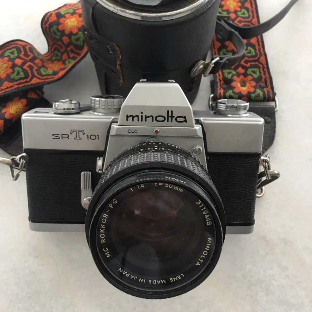 Vintage Minolta SR-T 101 Black and Silver Camera